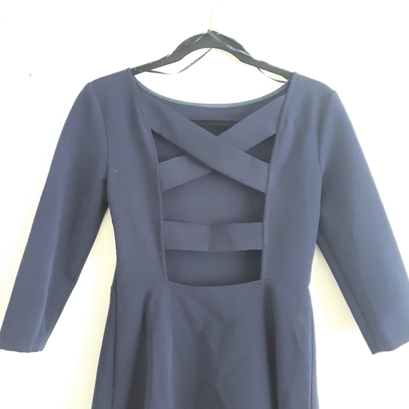 2/$35 Zara Woman Mini Dress With Open Back/ Straps. Size M Dark Navy Blue. - Picture 2 of 7